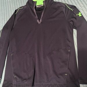 Under Armour Black Quarter-Zip Performance Jacket with Neon Green Accents